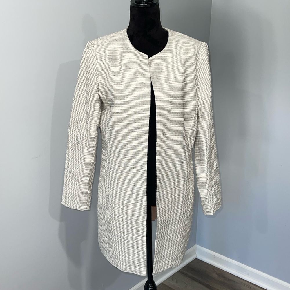 Willi Smith size large cotton linen blazer jacket trench style mid-hip length